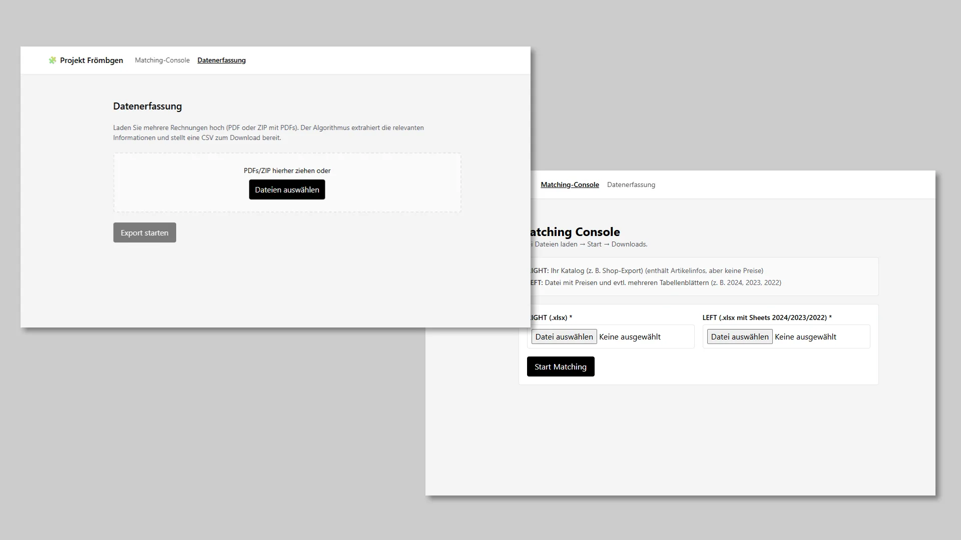 Frömbgen – Matching & Preiszuordnung – 1